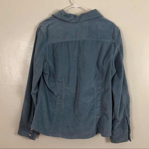 Stretch Corduroy Blue Button Down Jacket - Picture 4 of 5